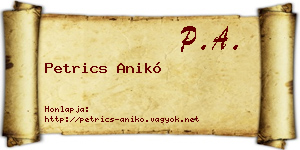 Petrics Anikó névjegykártya